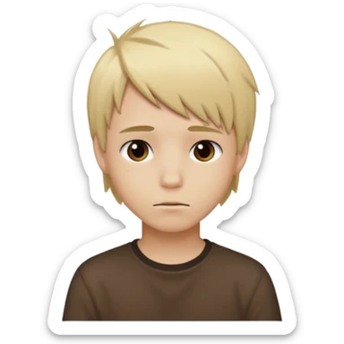 boy with blonde hair emo, shirt color brown sticker