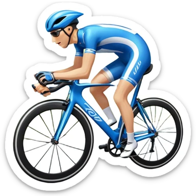 An icon featuring a sleek racing bicycle with aerodynamic wheels on a winding road. The background showcases a scenic mountain landscape, a bright blue sky, and a cheering crowd near the track. Transparent background emphasizes the speed, endurance, and thrill of cycling. sticker