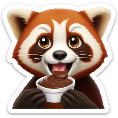 Red panda eating Nutella sticker
