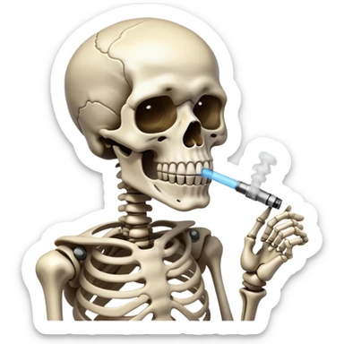 skeleton with a vaper sticker