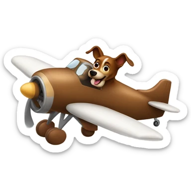 Brown Dog flying plane sticker