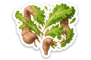 foglie di insalata che attaccano un intestino anatomico umano per distruggerlo sticker