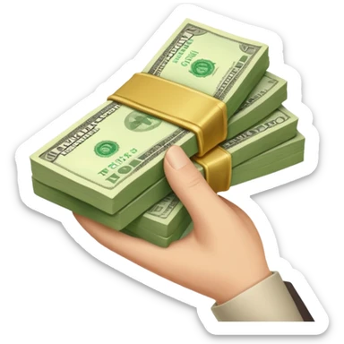 a emoji holding money like this emoji 😀 with a hand holding this 💵 sticker