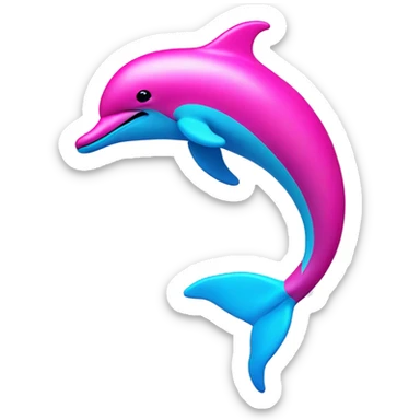 Hot pink and neon blue dolphin sticker