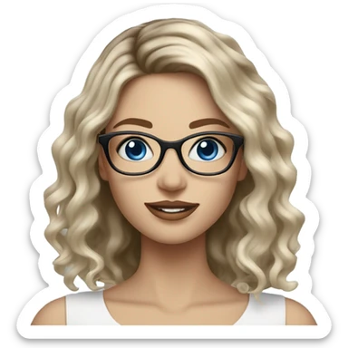 Beautiful Balayage pale model lady with glasses and blue eyes  sticker