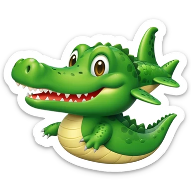 Cute crocodile plane with a smiling face sticker