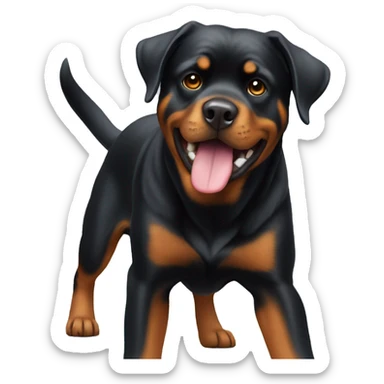 Rottweiler with no tail catching frisbee sticker
