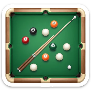 Pool table with pool cue and balls sticker