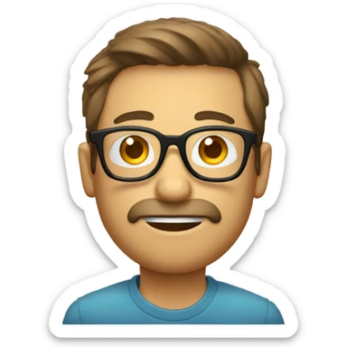 homme avec des lunettes et concentré qui lit un livre sticker