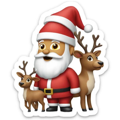 Santa with reindeers  sticker
