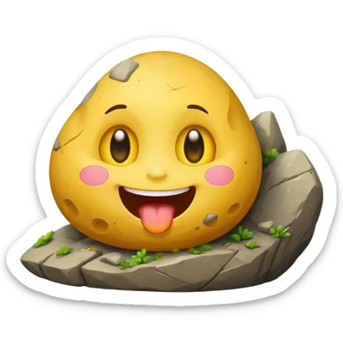 make the yellow emoji face eat a boulder sticker