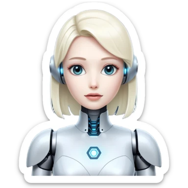 an AI robot, futuristic, digital, glowing, sexy dress sticker