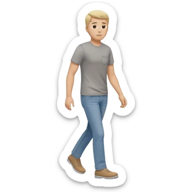 White male walking to the left full body in jeans and grey t-shirt sticker
