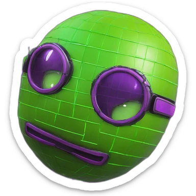 3D Emoji Lemon green and purple neon READY PLAYER ONE matrix Cyberpunk sticker