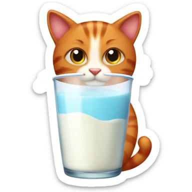 a red cat drinking milk sha sticker