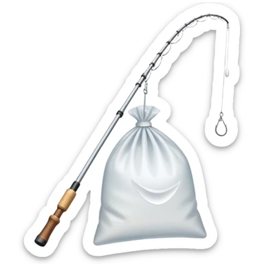 Fishing rod with cocaine bag  on the end sticker