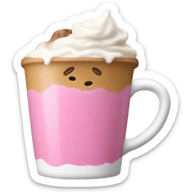 a pink coffe with whiped cream  sticker
