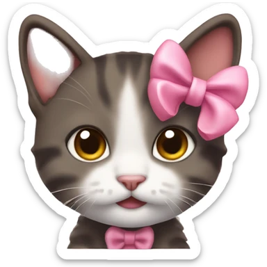Cute with kitten with a pink bow sticker