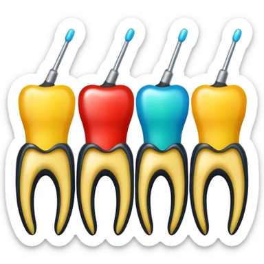limas endodonticas, de color blanco, amarillo, rojo, azul, verde, negro sticker
