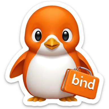 Words that spell 'Bind is Life!!!', in bright orange, and also include a little white happy penguin sticker