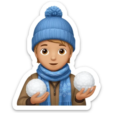 kid with sweated holding snowball sticker
