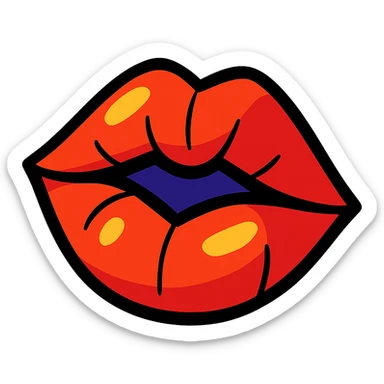 lipstick lip mark, vibrant cartoon style sticker