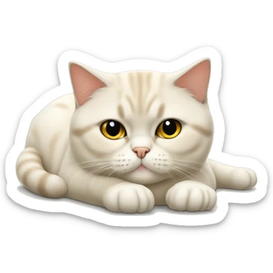 British shorthair cat cream laying down sticker