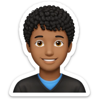 Young man with black curly hair fringe Haircut and dark skin sticker