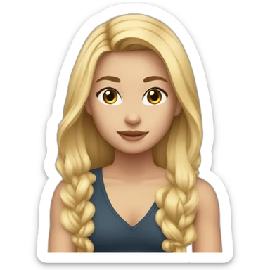 caucasian girl, long straight blonde hair, v-neck laced crop top sticker