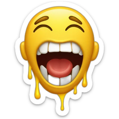 carita amarilla sacando la lengua y escupiendo saliva sticker