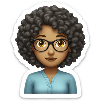 Curly head girl with glasses  sticker