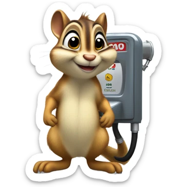 Chipmunk at a gas pump sticker