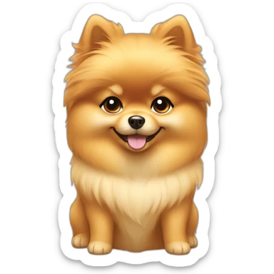 Girl with bang cut on forehead golden small Pomeranian dog sticker