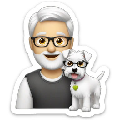 Man with glasses anda with westie dog girl sticker