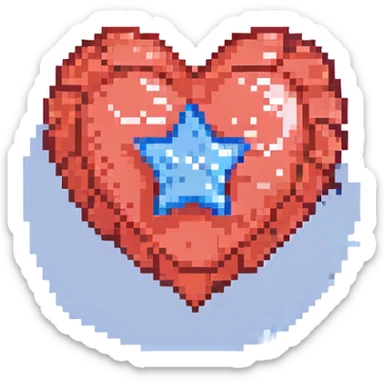 A red heart with a blue star inside sticker