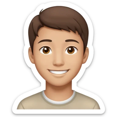 21 years old, asian, brown hair, brown eyes, smiling, boy sticker