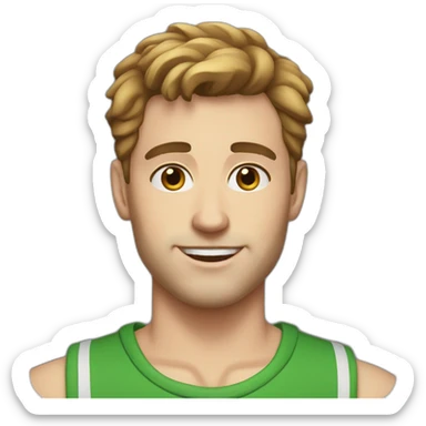 30 year old white man with short brown hair thick eyebrows and hoop earrings sticker