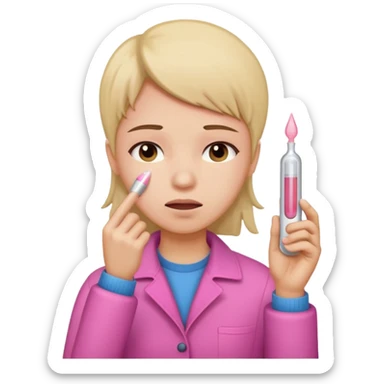 dolor de cabeza, garganta y un termómetro rosita. sticker