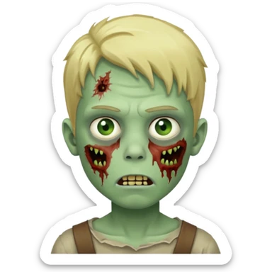 boy zombie with blonde hair and pale green skin sticker