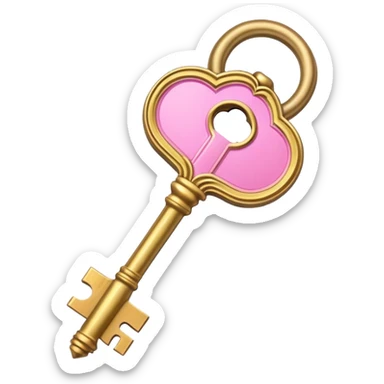 gold pink antique key  sticker