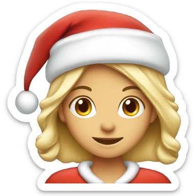 Smiling girl with a Santa hat on  sticker