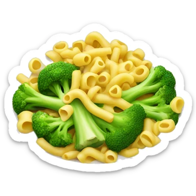 dish with macaroni and pieces of broccoli sticker