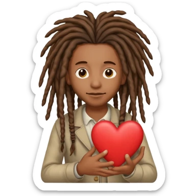 Holding heart out of chest brown skin person with dreads sticker