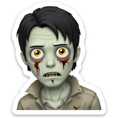 Zombie cabelo liso ondulado preto masculino  sticker