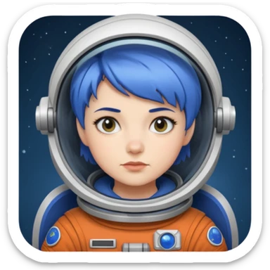 Female astronaut with short blue hair sticker