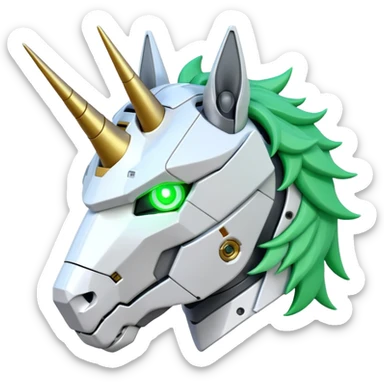 Gundam RX-0 Unicorn robot head, three-quarter view sticker