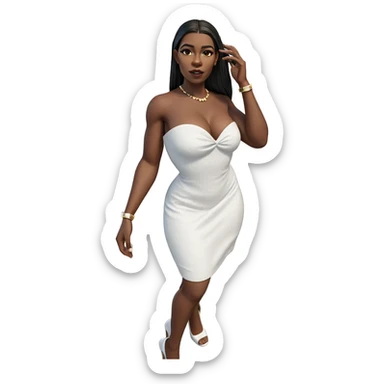 dark-skinned girl in white dress sticker