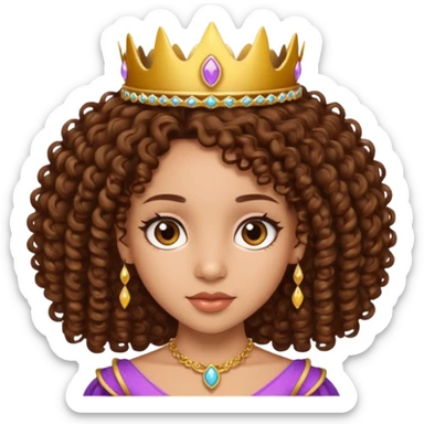 lightskin princess with brown girl hair  sticker