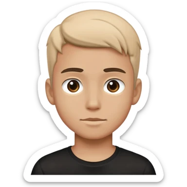 portrait of a boy black tee shirt sticker