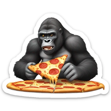 Gorilla eating a pizza sticker